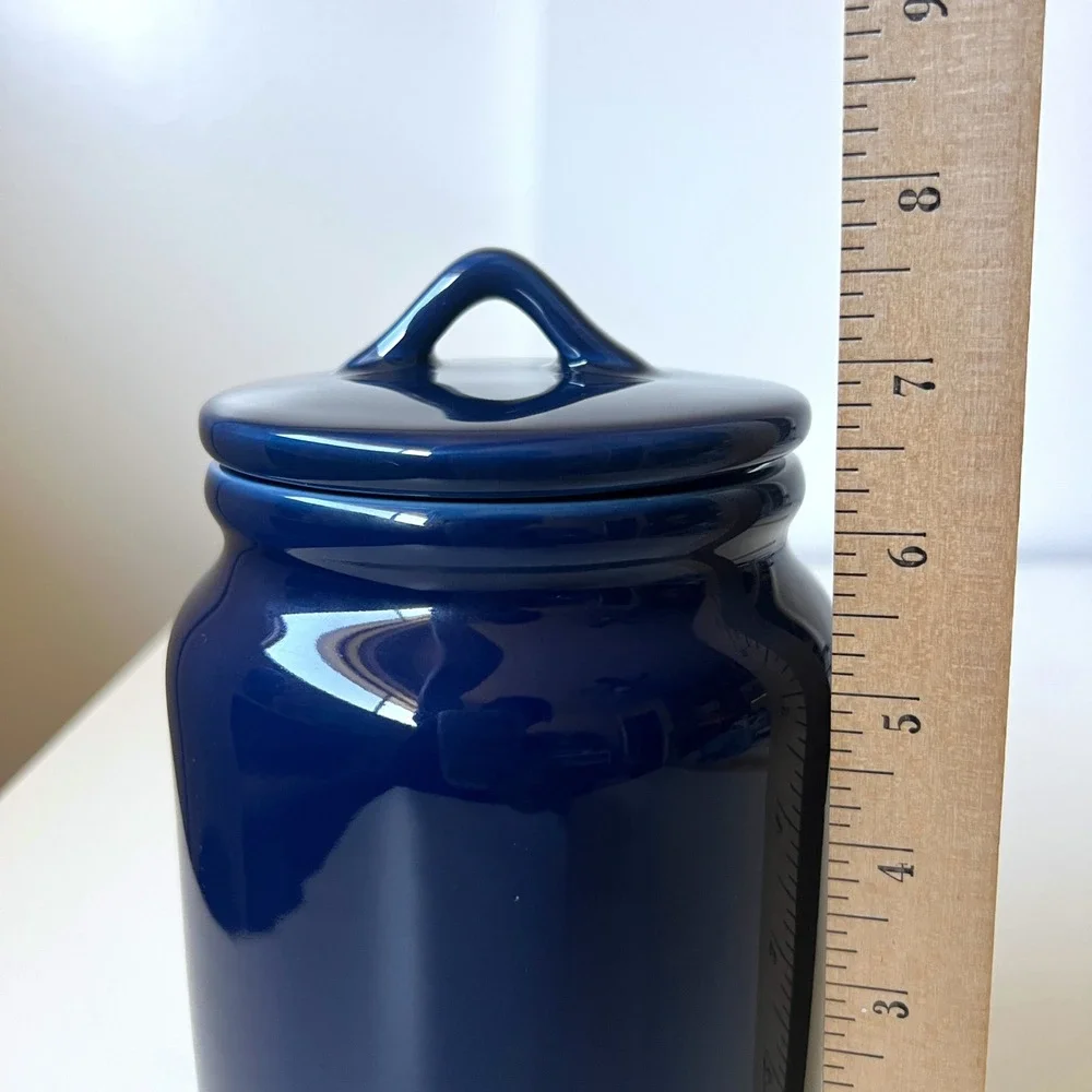 Cobalt Blue Ceramic Kitchen Canister Jar with Lid Pantry Storage